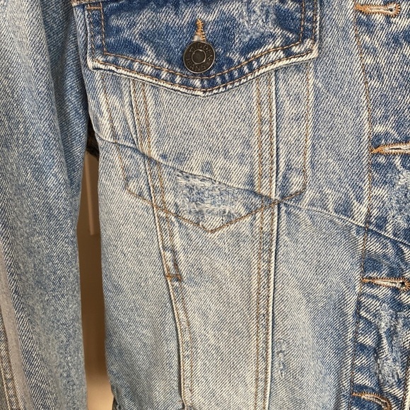 **premium Denim** Hidden distressed light wash structured Jean jacket - Picture 4 of 9
